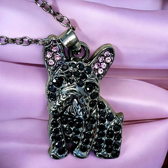 Black French Bulldog Pendant Necklace - Picture 1 of 4